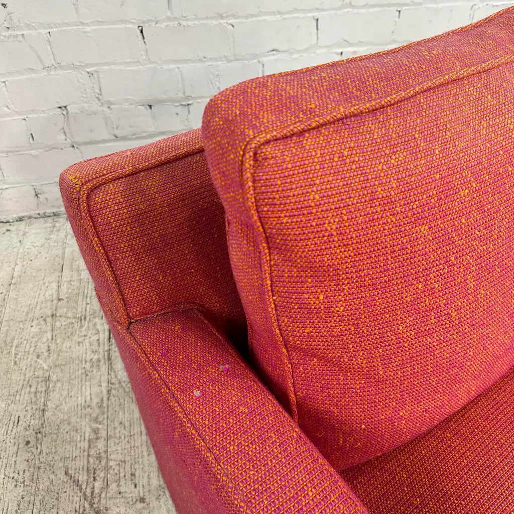 Pair of Red Edward Wormley for Dunbar Lounge Chairs With Ottoman