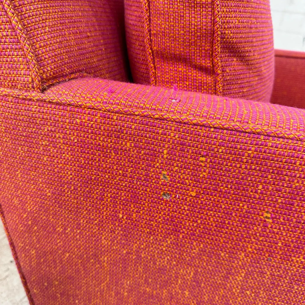 Pair of Red Edward Wormley for Dunbar Lounge Chairs With Ottoman