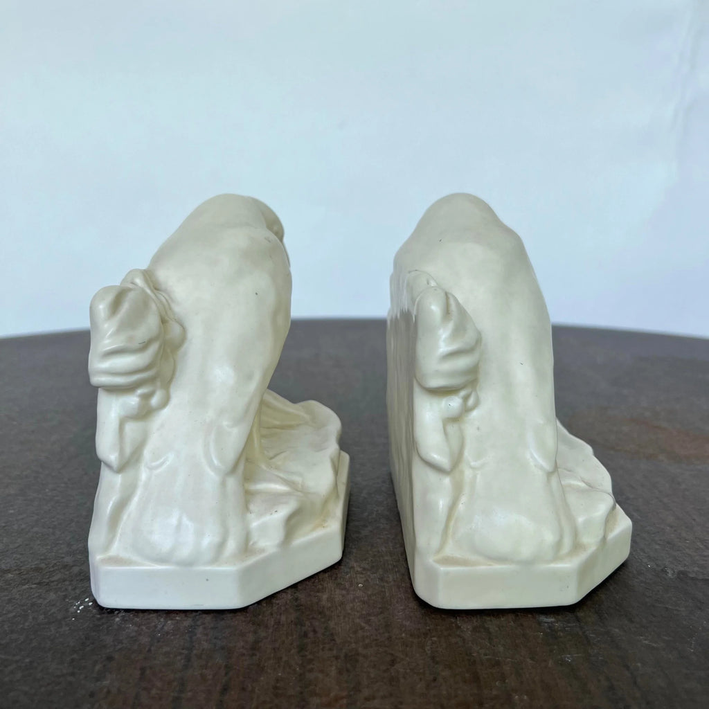 Pair of Rookwood Ceramic Crow Raven Bird Bookends