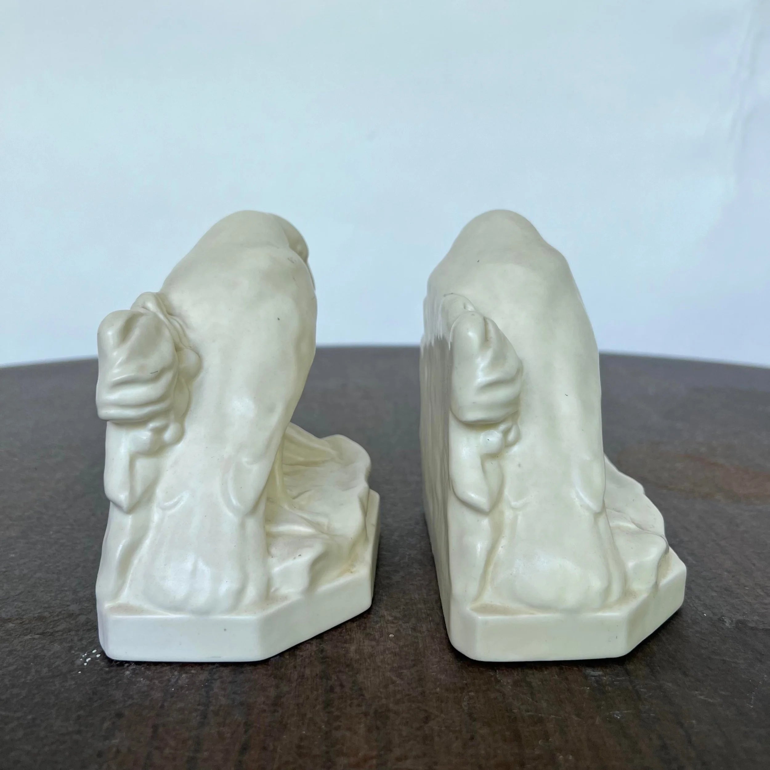 Pair of Rookwood Ceramic Crow Raven Bird Bookends