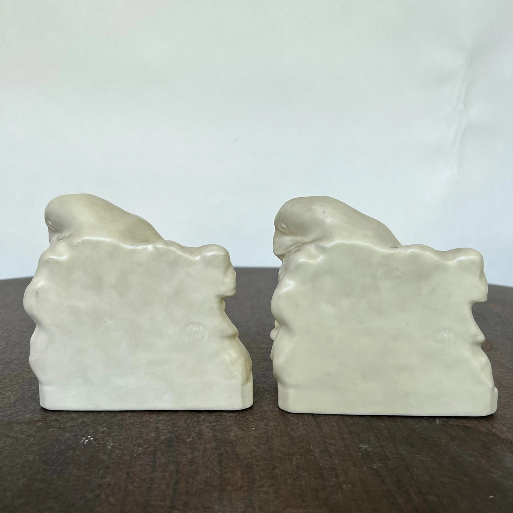 Pair of Rookwood Ceramic Crow Raven Bird Bookends