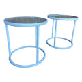 Pair of Round Aluminum and Glass Side Tables From Brown Jordan