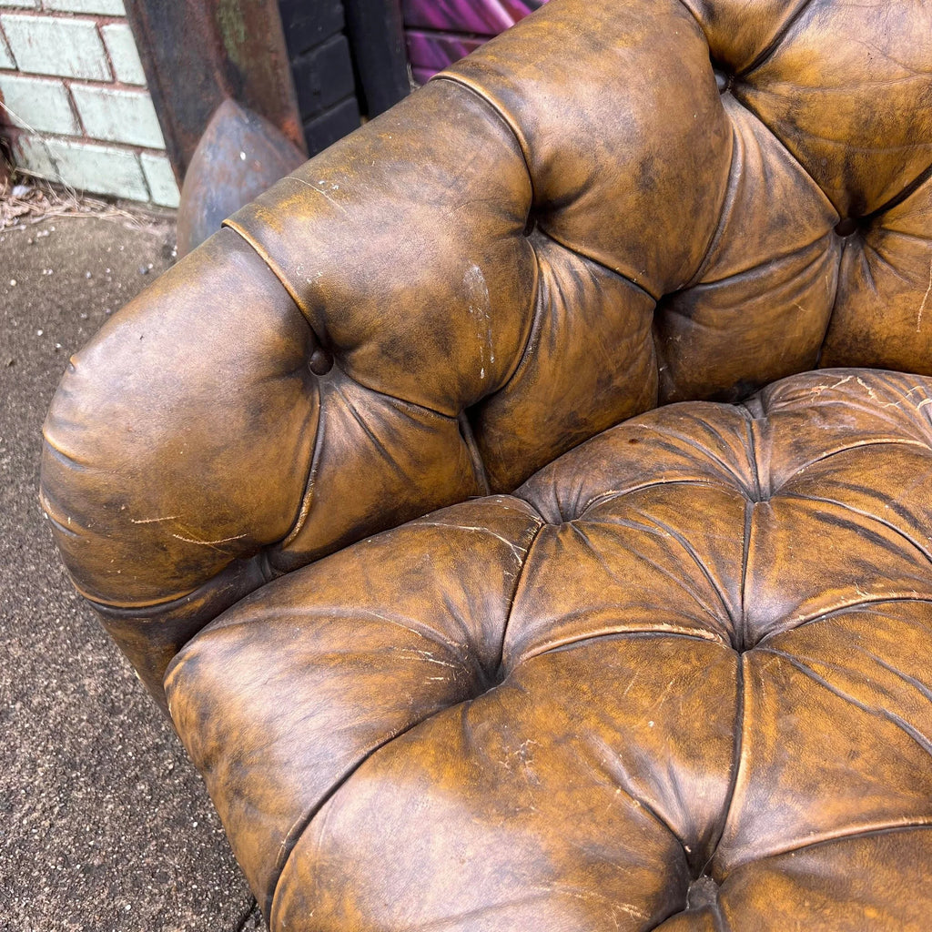 Pair of Ward Bennett Brown Leather Chairs on Casters