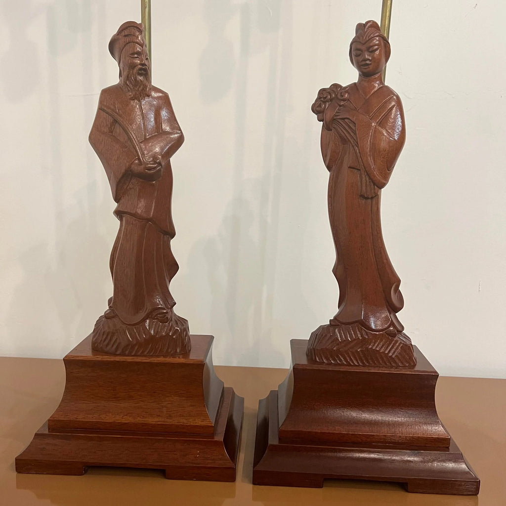 Pair of Yasha Heifetz Carved Table Lamps