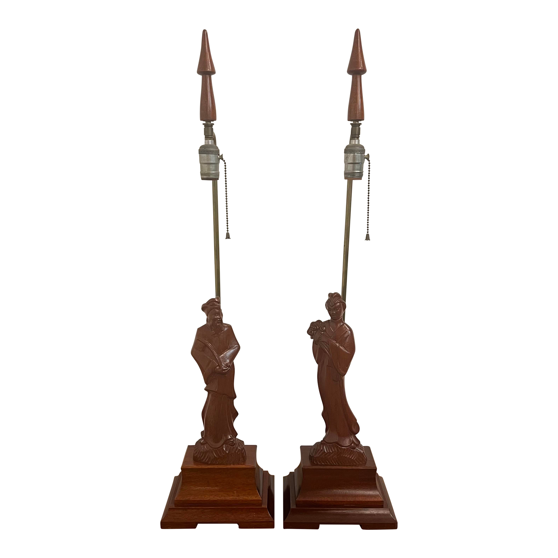 Pair of Yasha Heifetz Carved Table Lamps