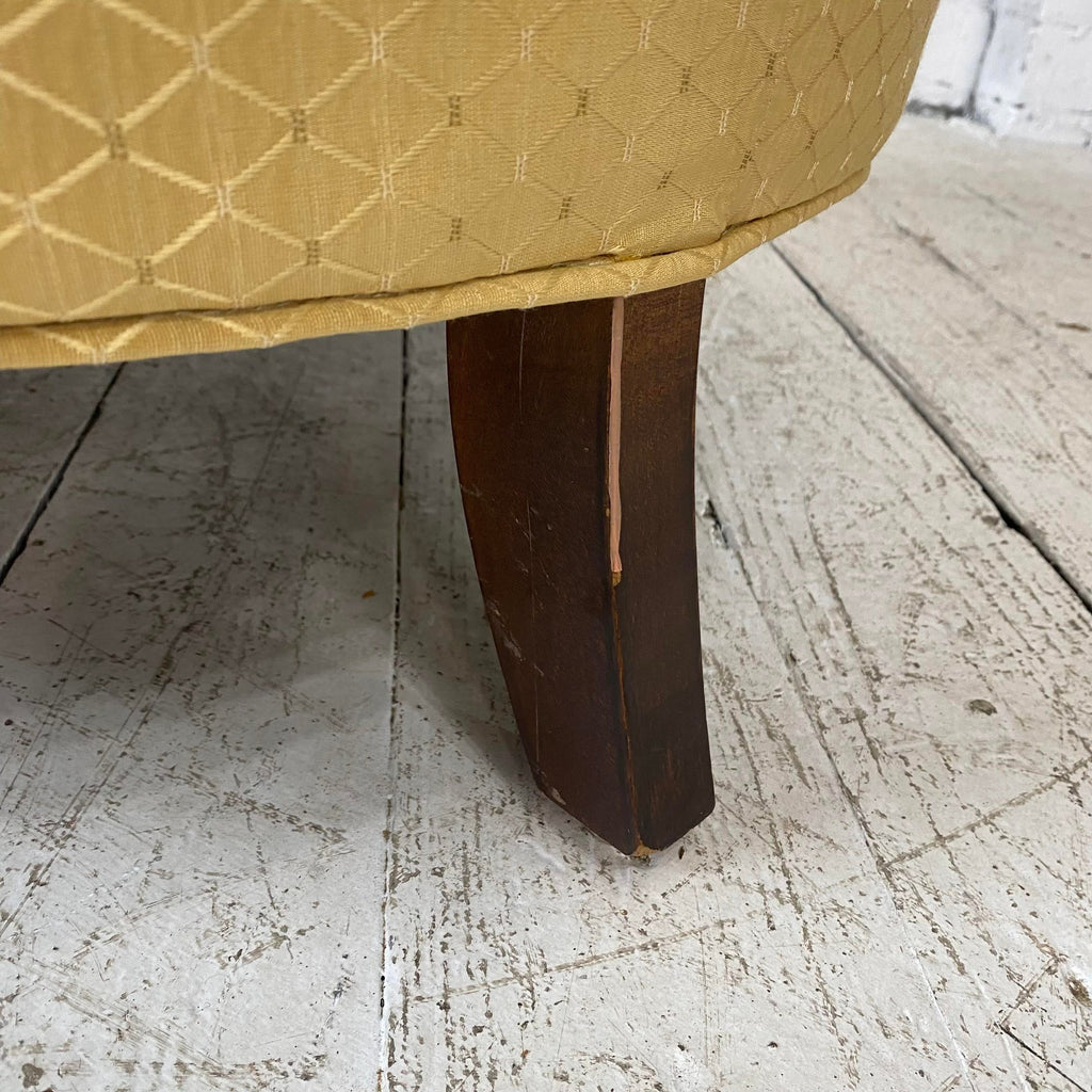 Pair of Yellow Tufted Barrel Chairs