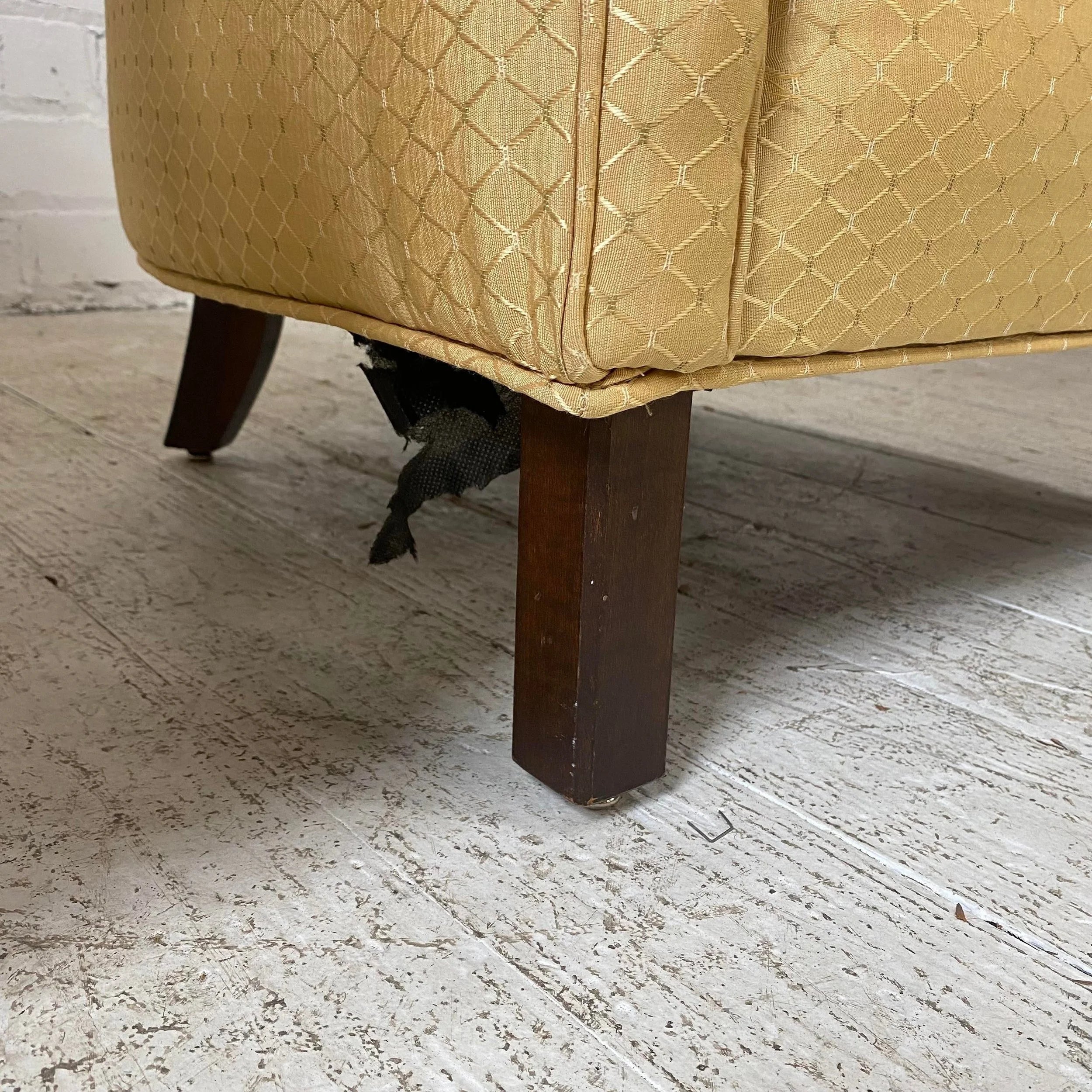 Pair of Yellow Tufted Barrel Chairs