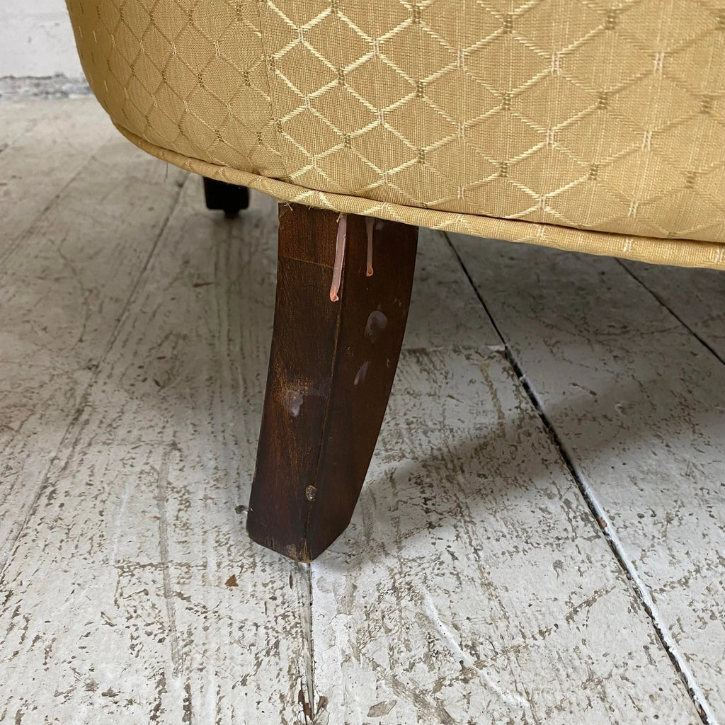 Pair of Yellow Tufted Barrel Chairs