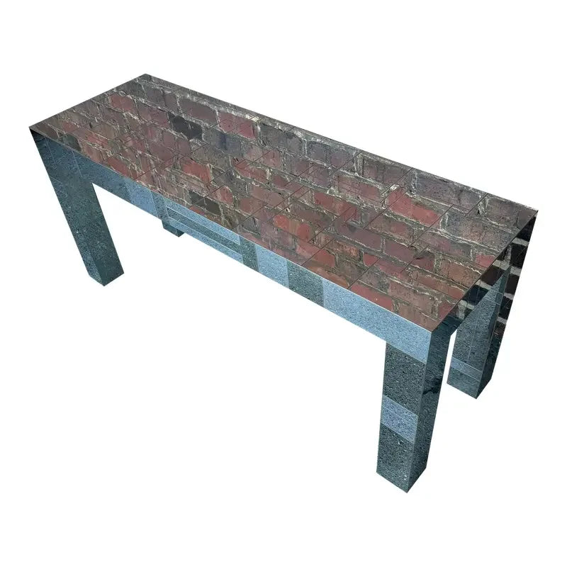 Paul Evans City Scape Patchwork Chrome Console Table Signed