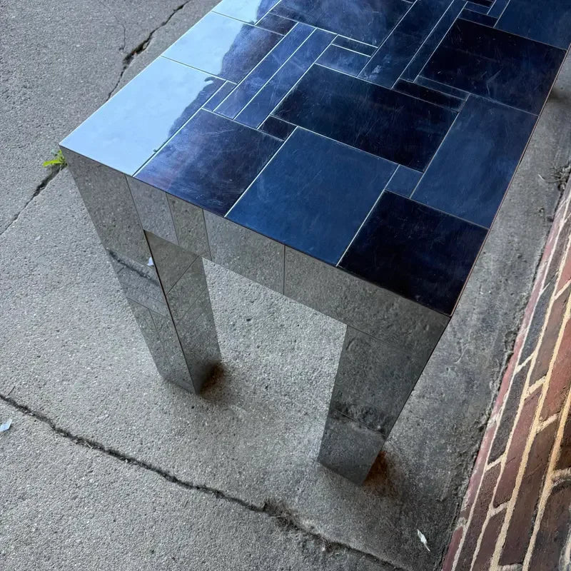 Paul Evans City Scape Patchwork Chrome Console Table Signed