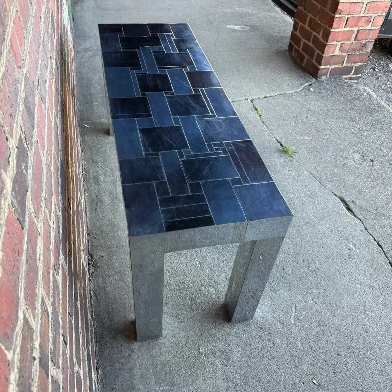 Paul Evans City Scape Patchwork Chrome Console Table Signed