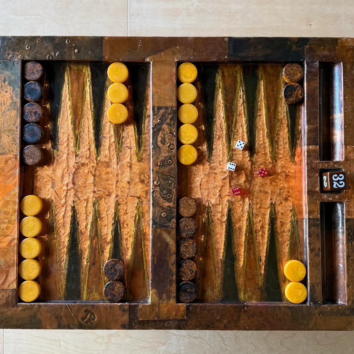 Paul Evans Copper Clad Backgammon Table Studio Made