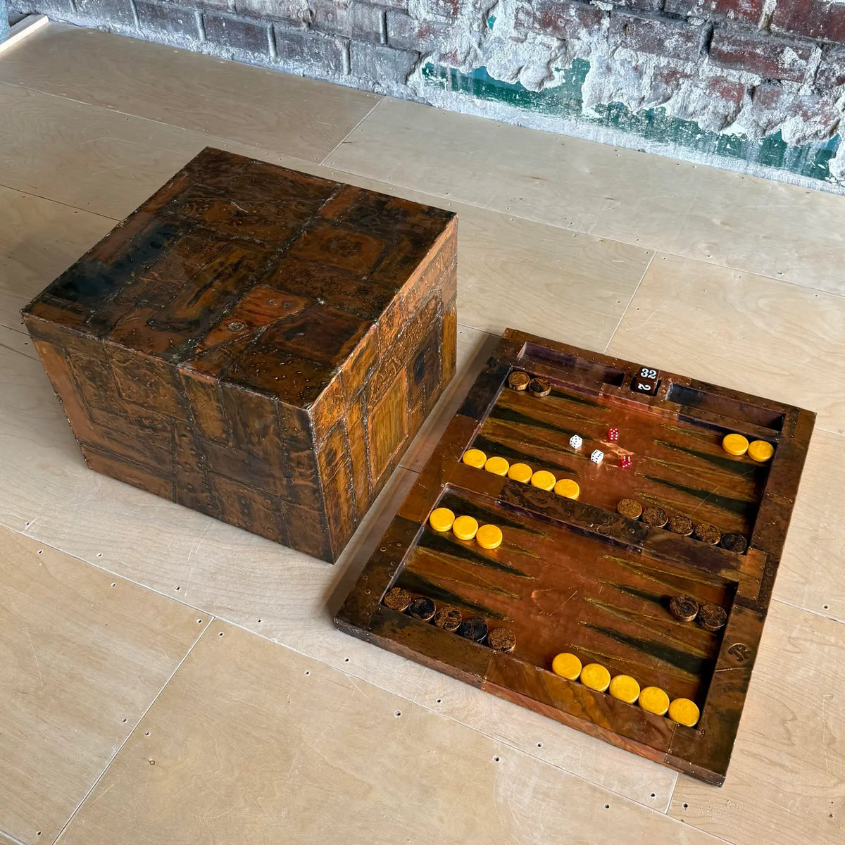 Paul Evans Copper Clad Backgammon Table Studio Made