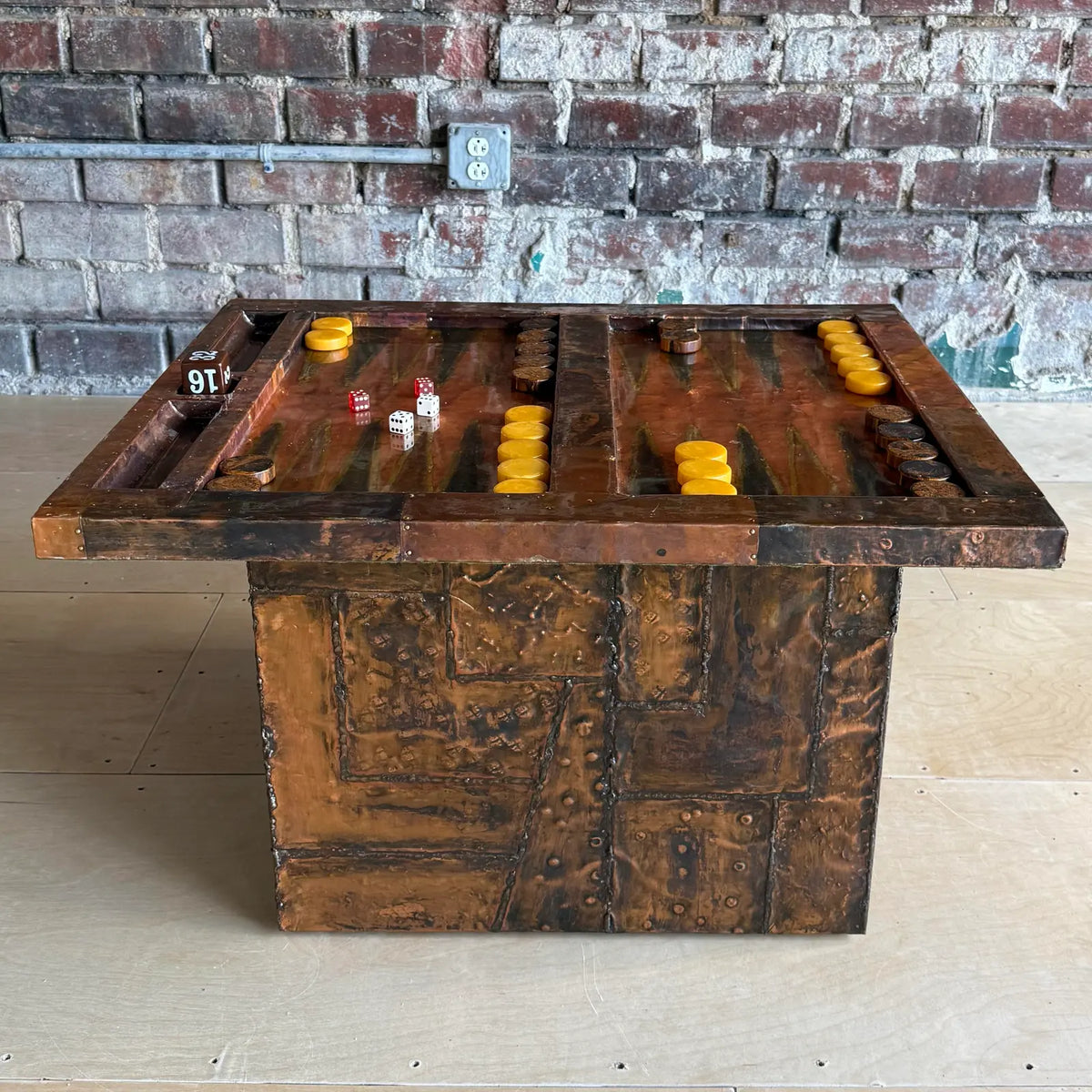 Paul Evans Copper Clad Backgammon Table Studio Made