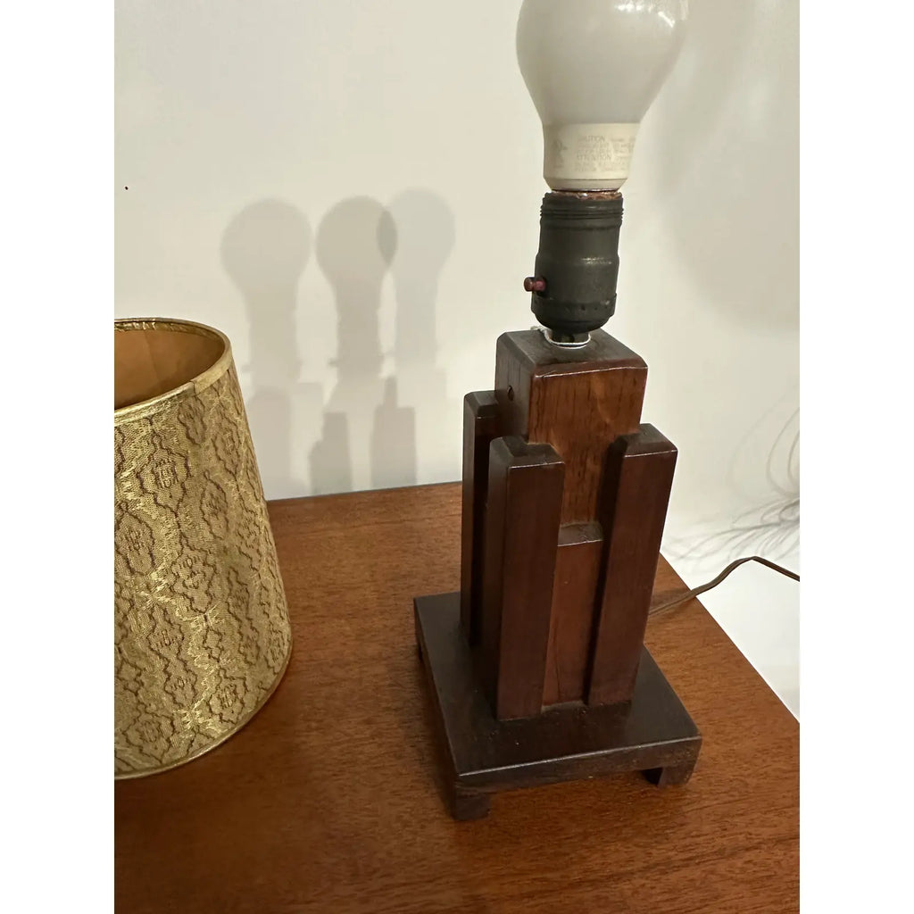 Paul Frankl Skyscraper Table Lamp Signed J Johnson 1939 Wood