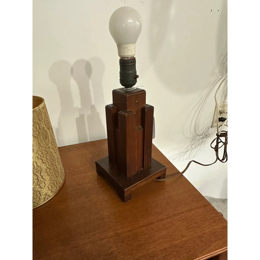 Paul Frankl Skyscraper Table Lamp Signed J Johnson 1939 Wood