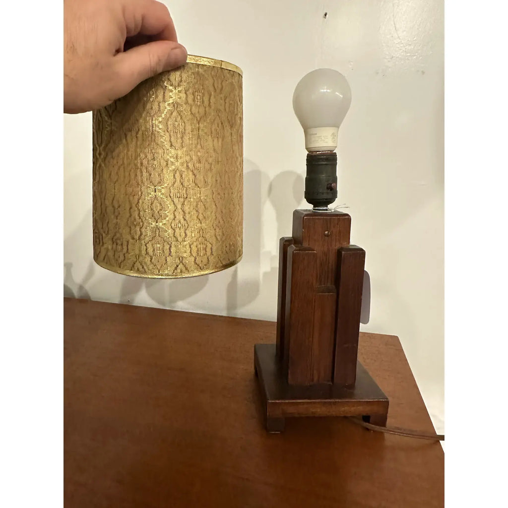 Paul Frankl Skyscraper Table Lamp Signed J Johnson 1939 Wood