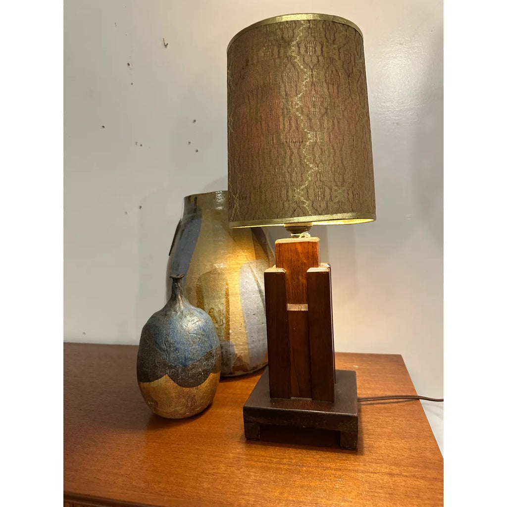 Paul Frankl Skyscraper Table Lamp Signed J Johnson 1939 Wood