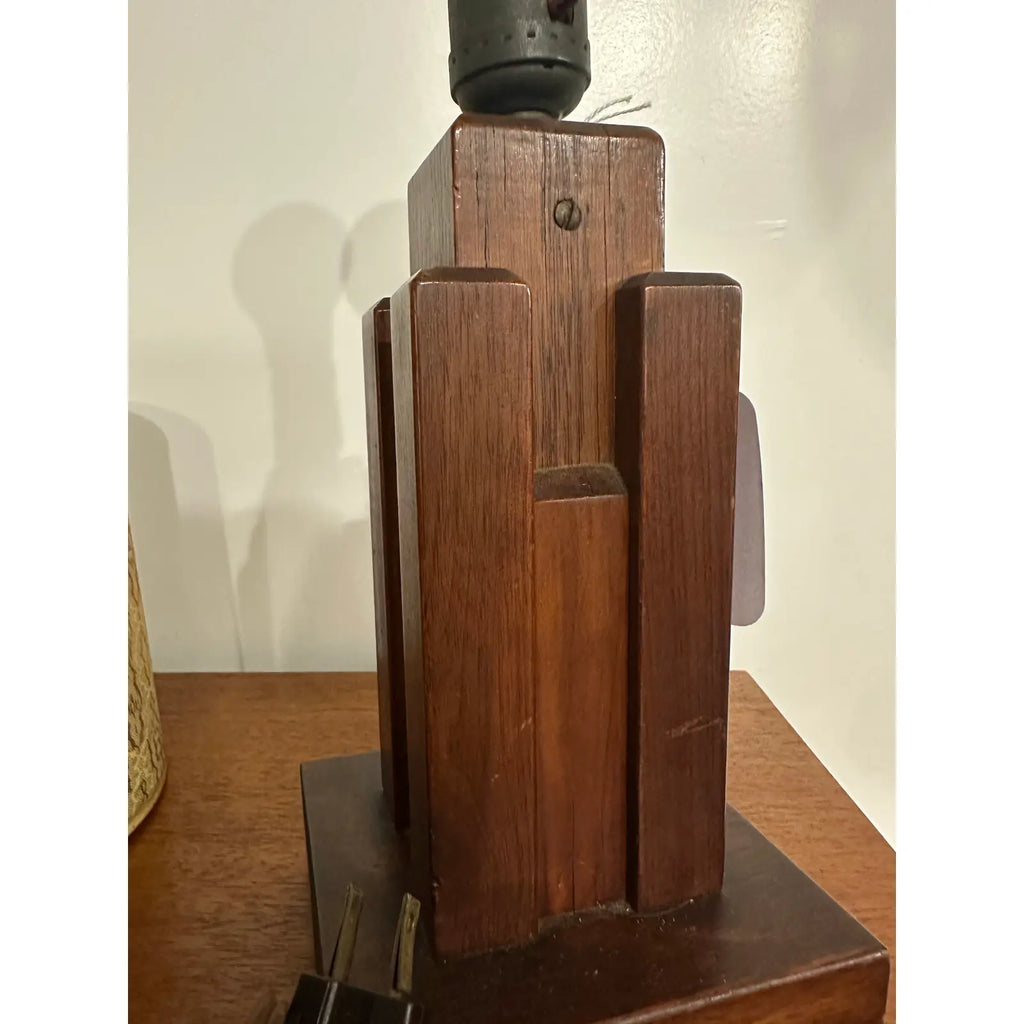 Paul Frankl Skyscraper Table Lamp Signed J Johnson 1939 Wood
