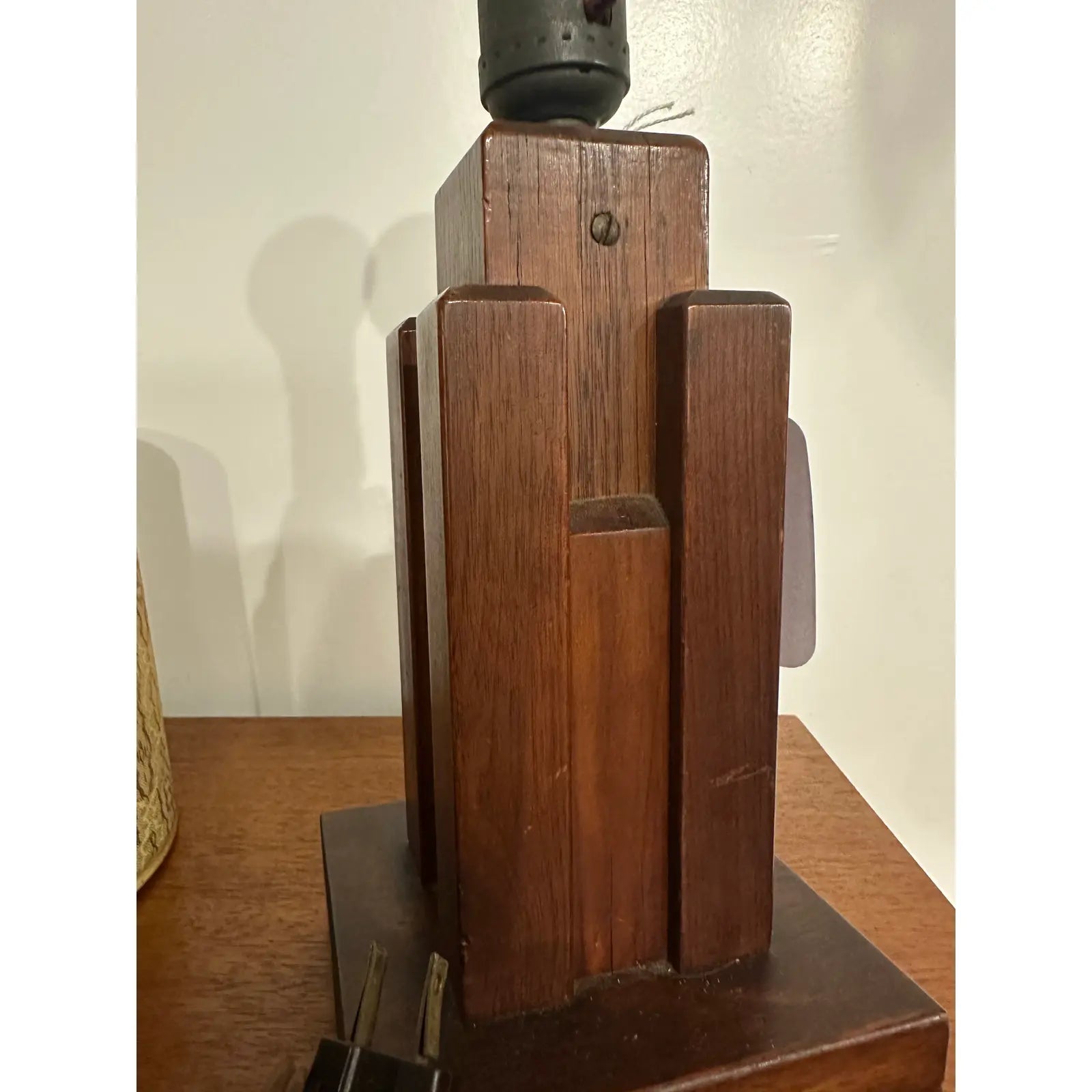 Paul Frankl Skyscraper Table Lamp Signed J Johnson 1939 Wood