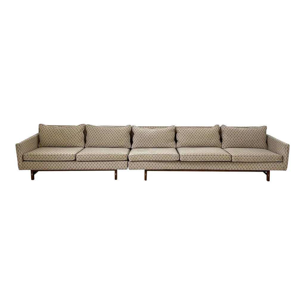 Paul McCobb for Calvin Sectional Sofa Walnut Legs Aluminum Cross Bars