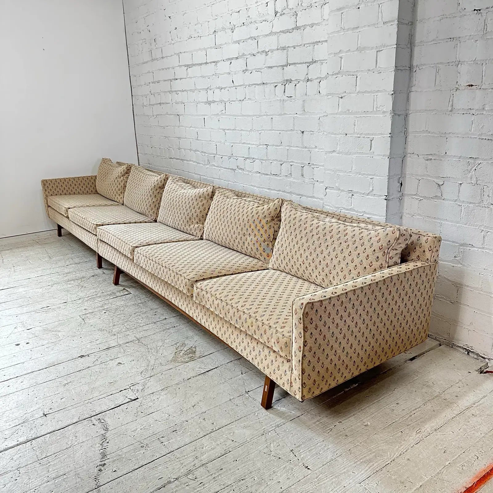Paul McCobb for Calvin Sectional Sofa Walnut Legs Aluminum Cross Bars