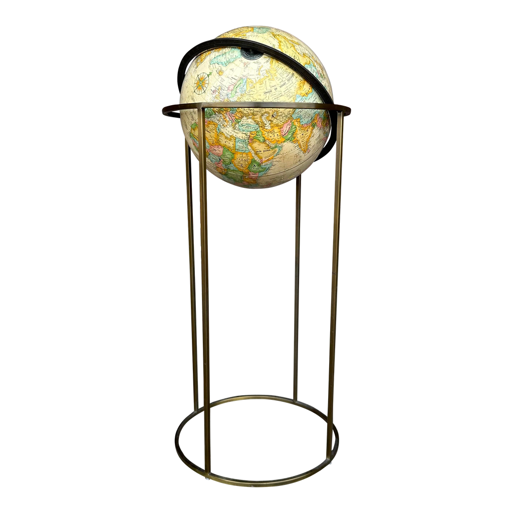 Paul McCobb Style Globe on Brass Stand