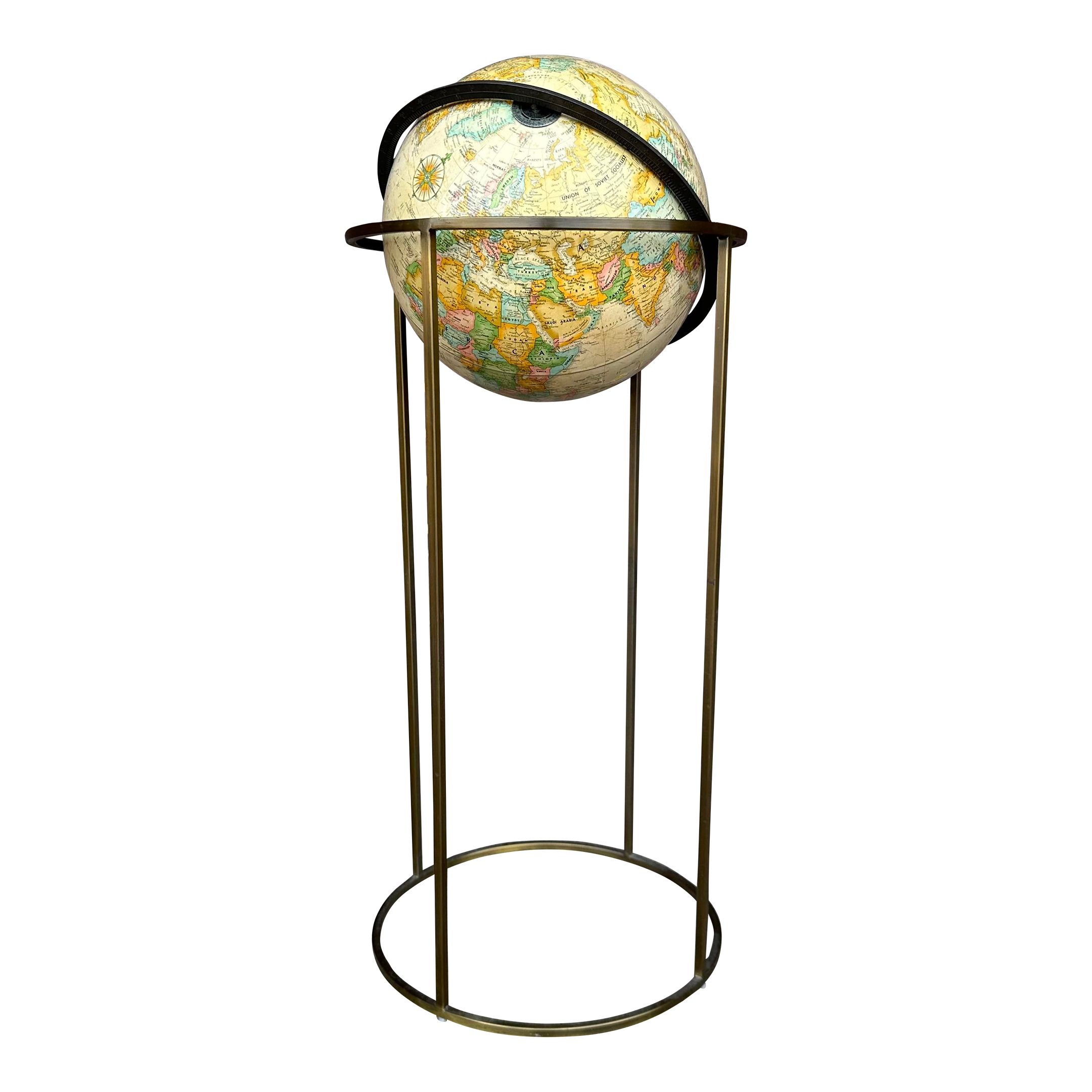 Paul McCobb Style Globe on Brass Stand