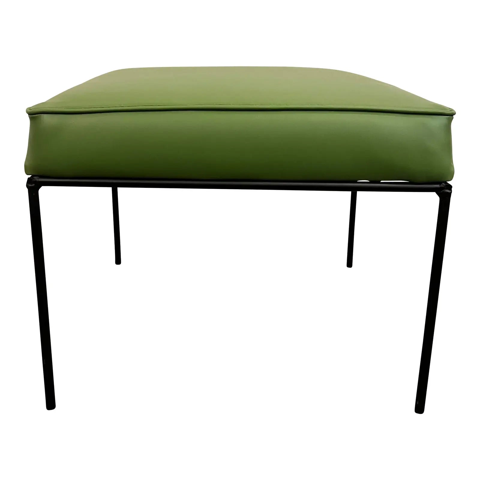 Paul McCobb Style Green Leatherette Ottoman