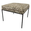 Paul McCobb Style Ottoman Stool Grey and White Cut Velvet