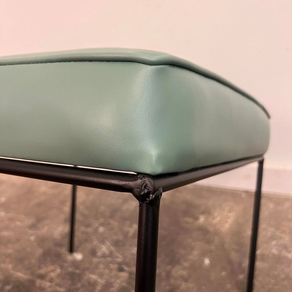 Paul McCobb Style Ottoman Teal Leatherette Vinyl