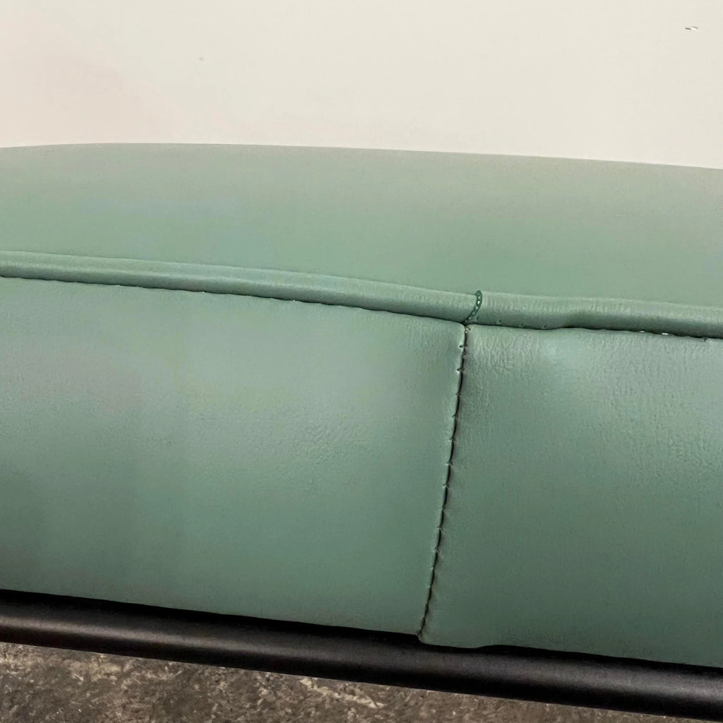 Paul McCobb Style Ottoman Teal Leatherette Vinyl
