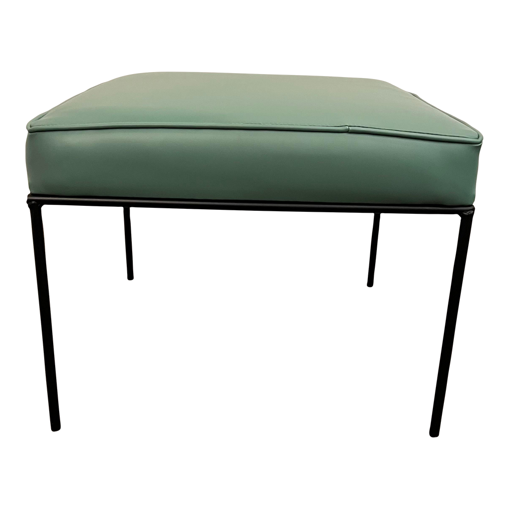 Paul McCobb Style Ottoman Teal Leatherette Vinyl