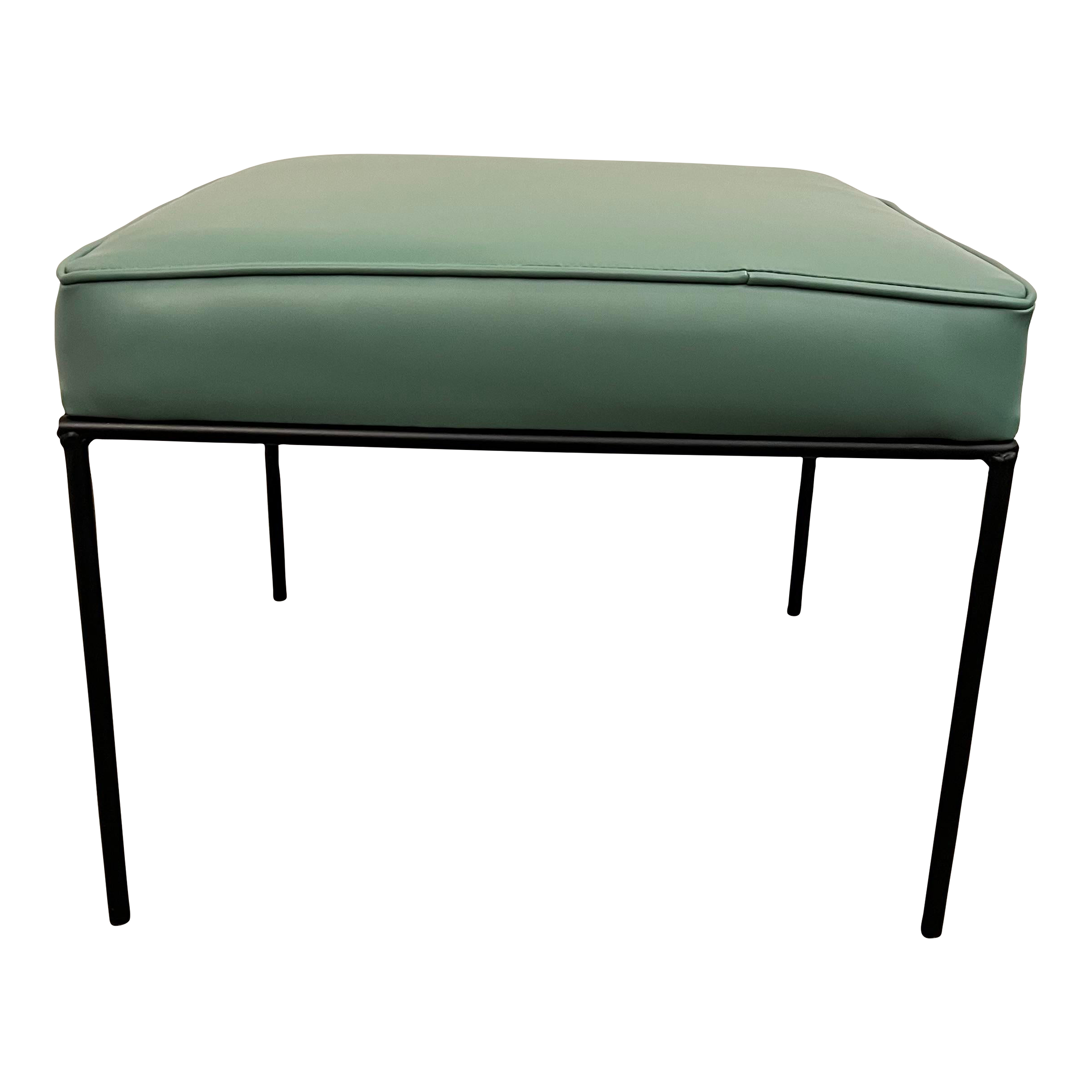 Paul McCobb Style Ottoman Teal Leatherette Vinyl