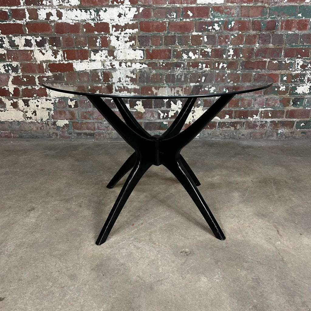 Pearsall Style Round Glass Kitchen Dining Table With 4 Chairs