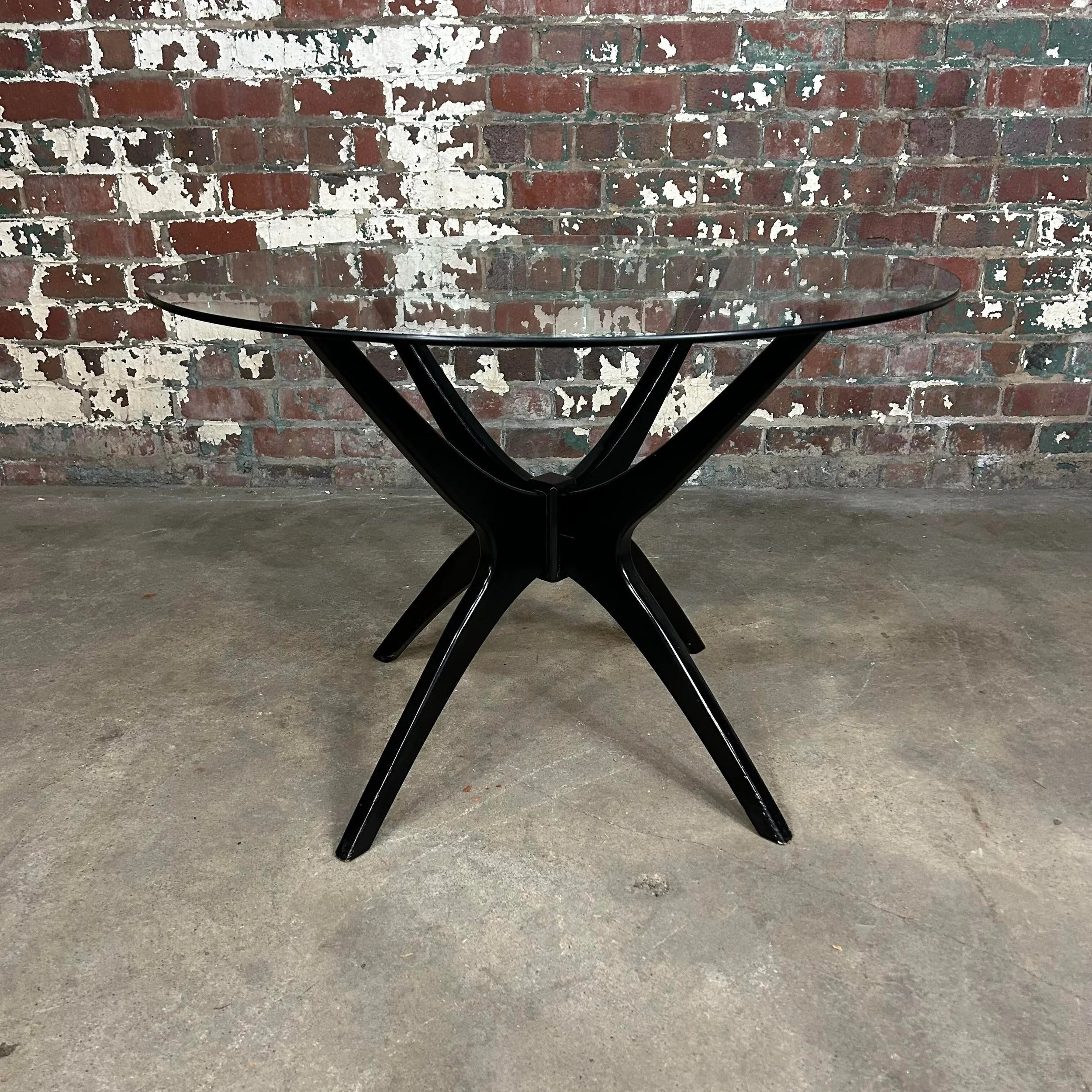 Pearsall Style Round Glass Kitchen Dining Table With 4 Chairs