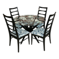 Pearsall Style Round Glass Kitchen Dining Table With 4 Chairs