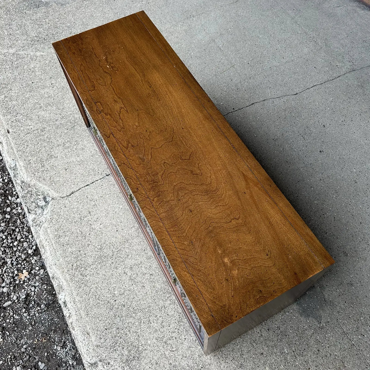 Petite Parzinger Style Hammered-Metal Fronted Cabinet