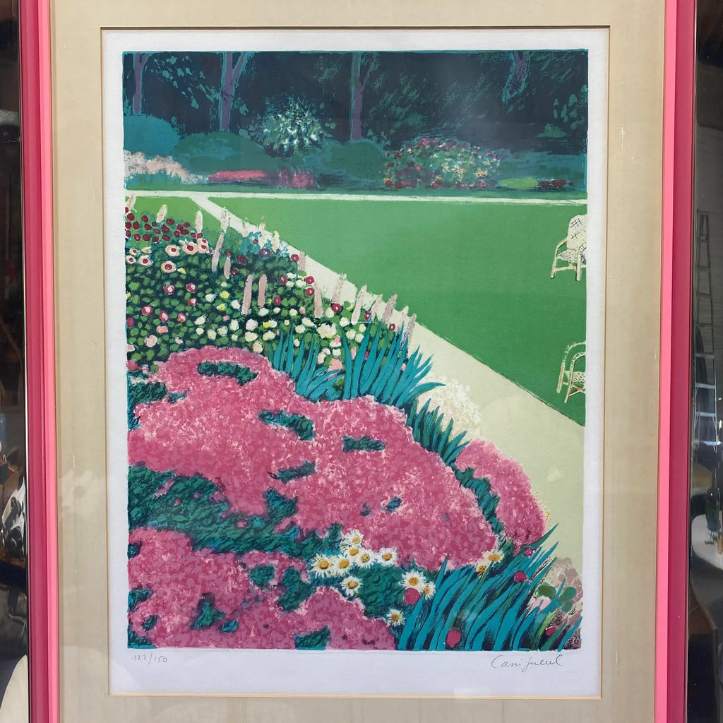 Pink Floral Print in Chrome Frame
