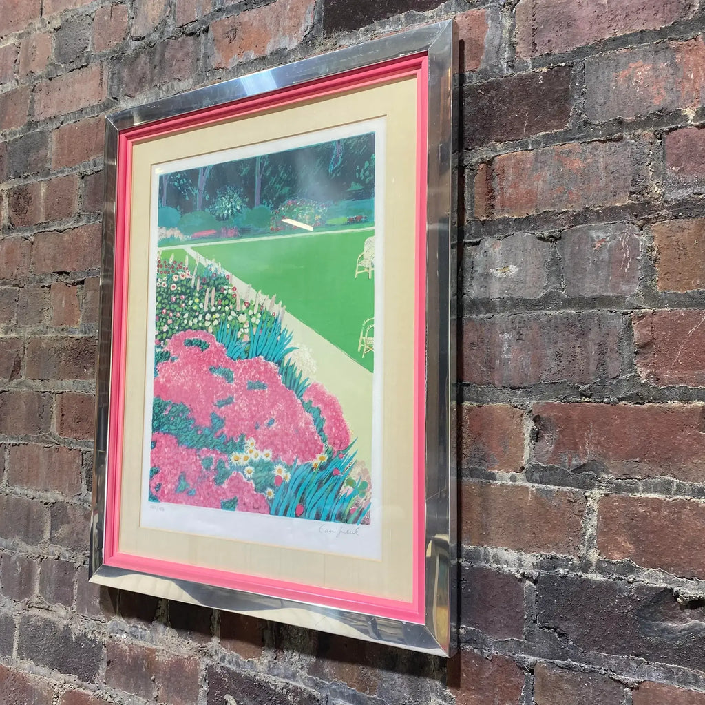 Pink Floral Print in Chrome Frame