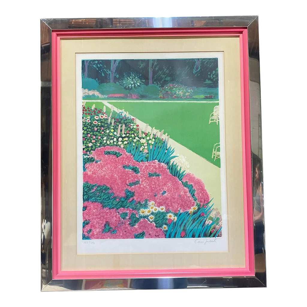 Pink Floral Print in Chrome Frame