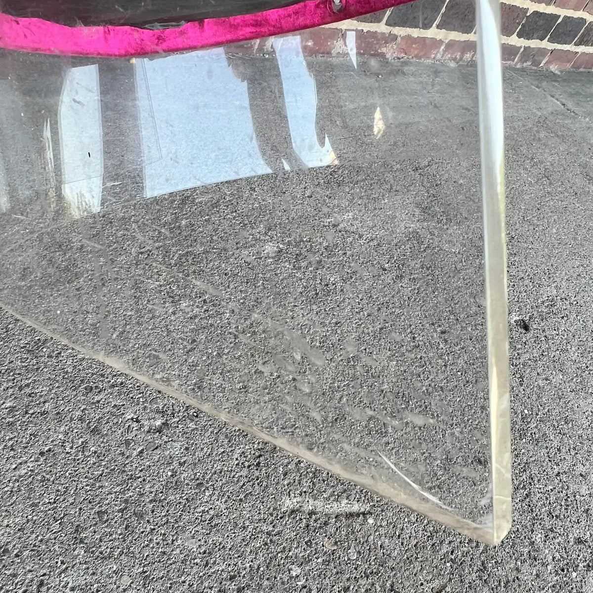Pink Velvet Lucite Base Tub Chair Chair