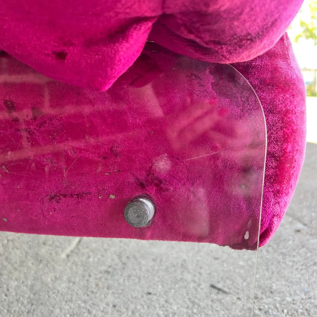 Pink Velvet Lucite Base Tub Chair Chair