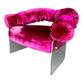 Pink Velvet Lucite Base Tub Chair Chair