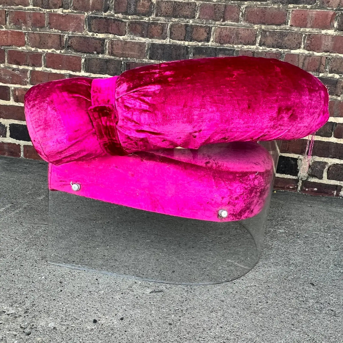 Pink Velvet Lucite Base Tub Chair Chair
