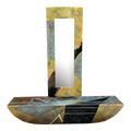 Post Modern Console Table and Mirror Gold Black