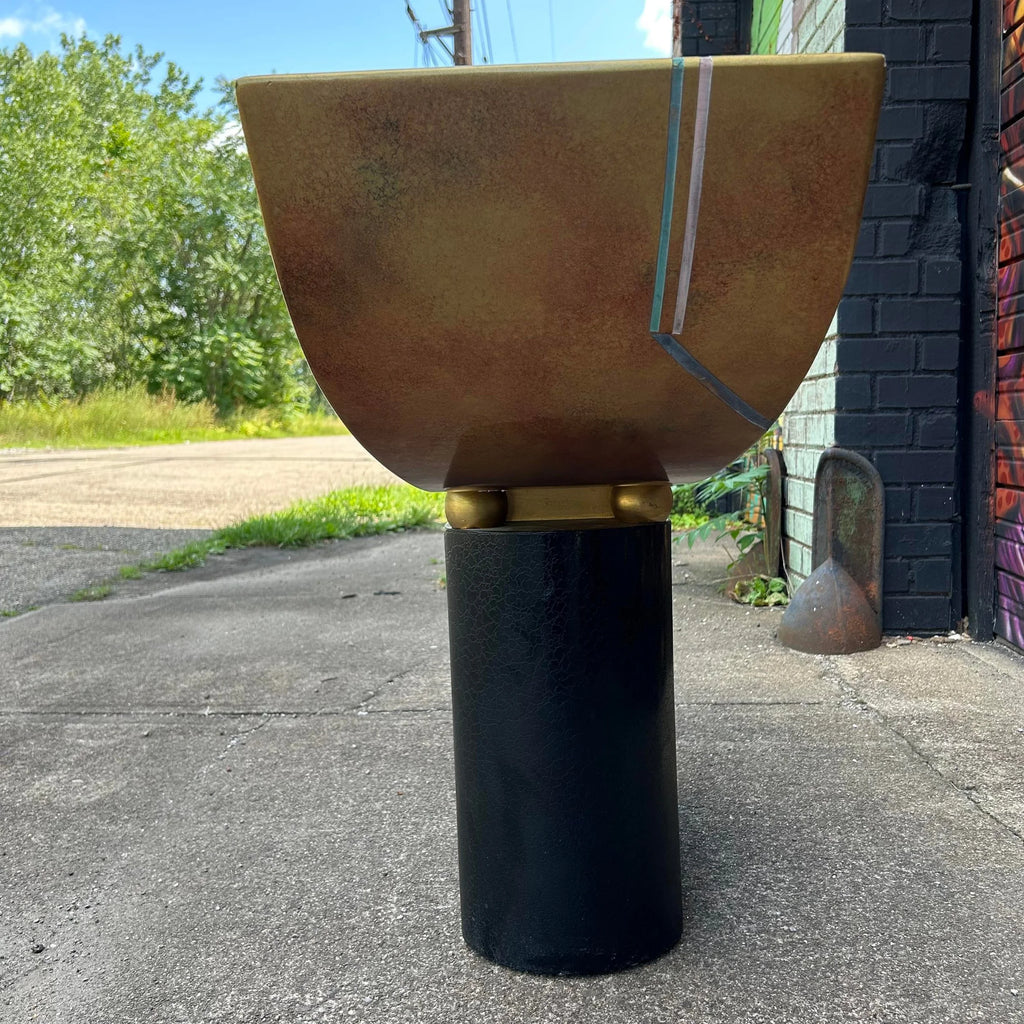 Post Modern Console Table and Mirror Gold Black
