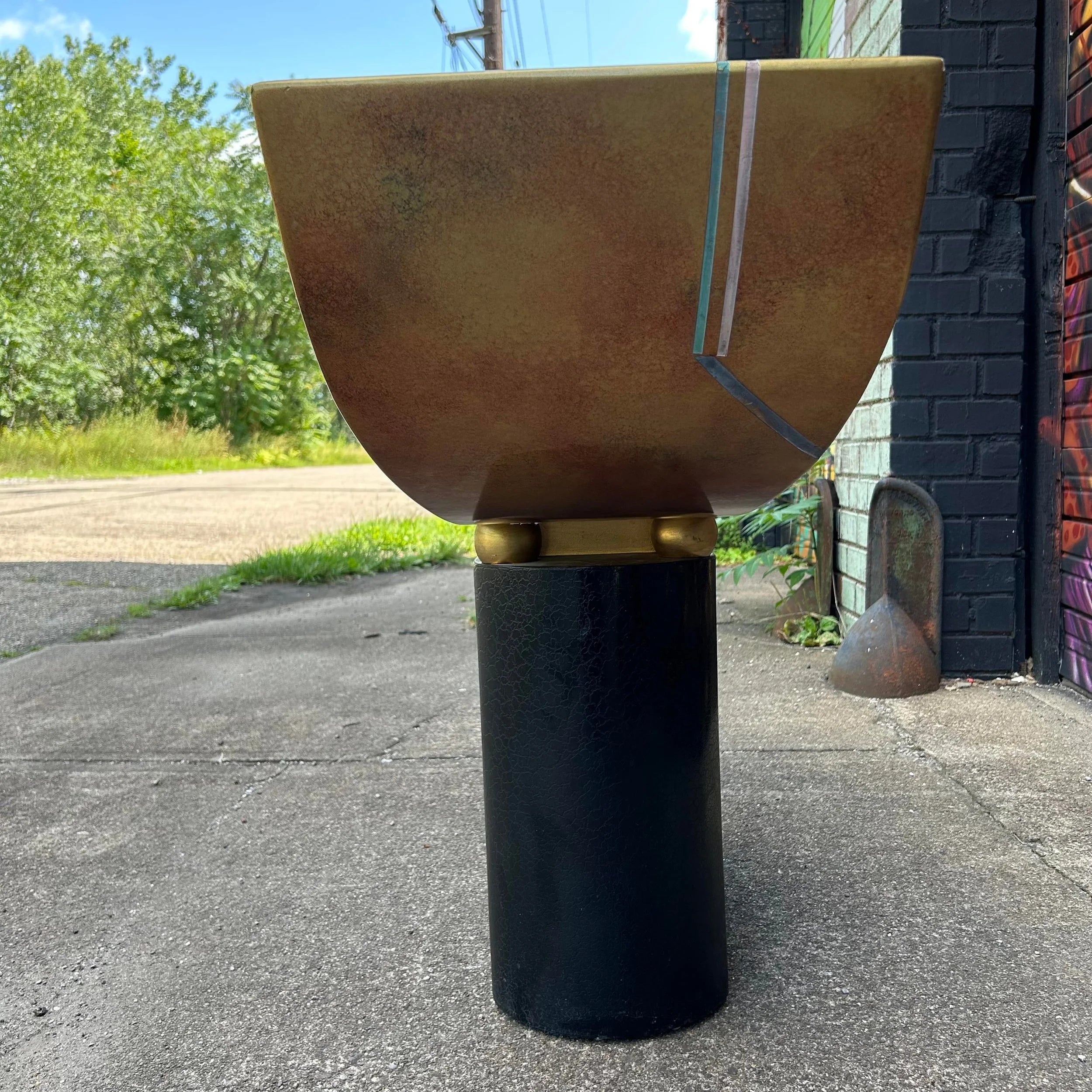 Post Modern Console Table and Mirror Gold Black