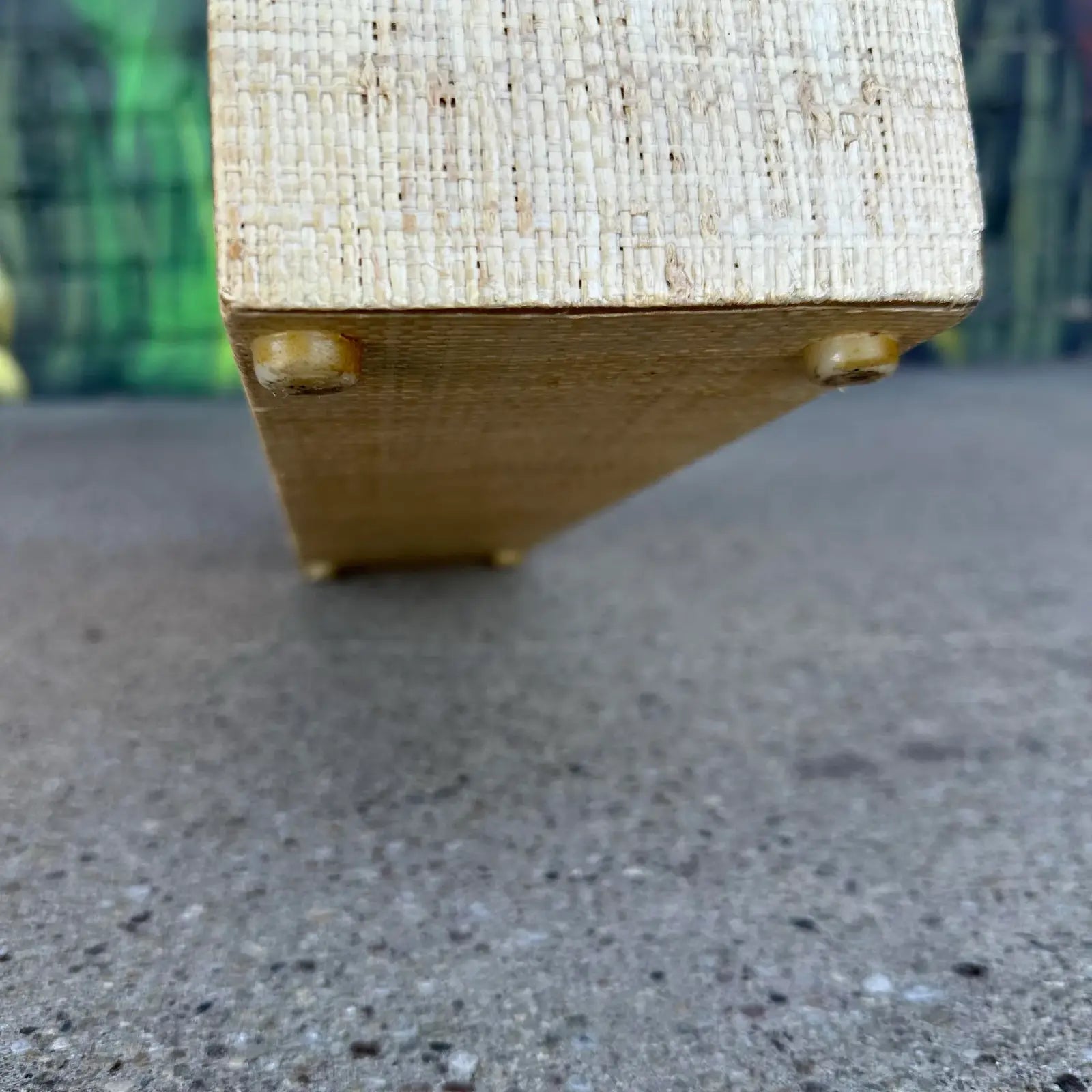 Post Modern Grass Cloth Sofa Console Table