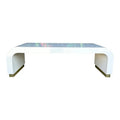 Postmodern Springer-Style Waterfall Edge Coffee Table Brass Capped